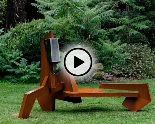 vidéo de la sculpture contemporaine en acier corten et inox du sculpteur Mpcem