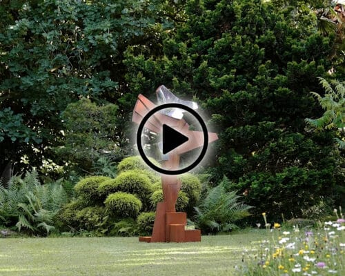vidéo de la sculpture contemporaine exogène dans le jardin du sculpteur Mpcem